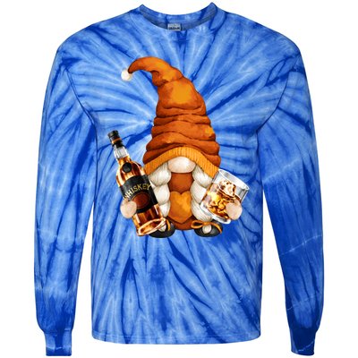 Funny Whisky Gnome For Who Loves Ing Whiskey Gift Tie-Dye Long Sleeve Shirt