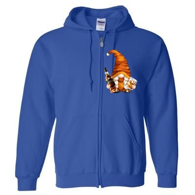 Funny Whisky Gnome For Who Loves Ing Whiskey Gift Full Zip Hoodie