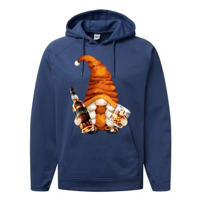 Funny Whisky Gnome For Who Loves Ing Whiskey Gift Performance Fleece Hoodie