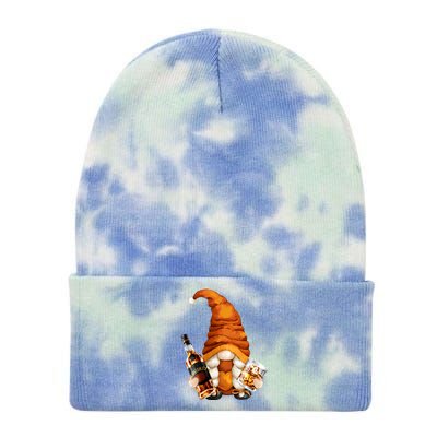 Funny Whisky Gnome For Who Loves Ing Whiskey Gift Tie Dye 12in Knit Beanie