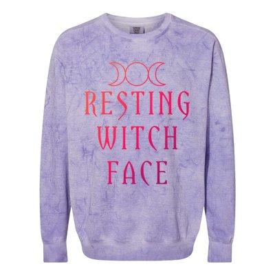 Funny Wiccan Goddess Moon Resting Witch Face Pagan Gift Colorblast Crewneck Sweatshirt