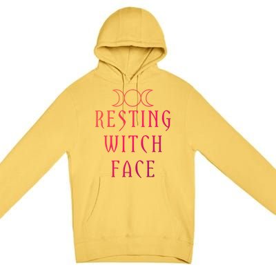 Funny Wiccan Goddess Moon Resting Witch Face Pagan Gift Premium Pullover Hoodie