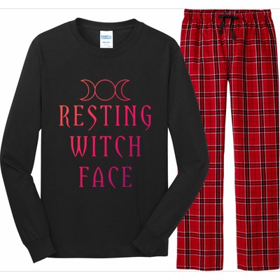 Funny Wiccan Goddess Moon Resting Witch Face Pagan Gift Long Sleeve Pajama Set