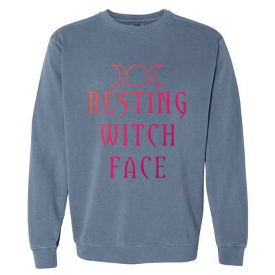 Funny Wiccan Goddess Moon Resting Witch Face Pagan Gift Garment-Dyed Sweatshirt