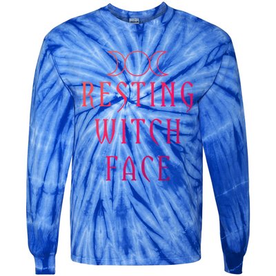 Funny Wiccan Goddess Moon Resting Witch Face Pagan Gift Tie-Dye Long Sleeve Shirt