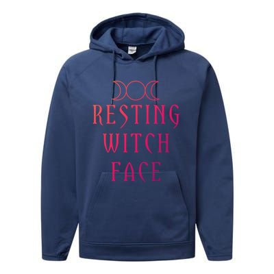 Funny Wiccan Goddess Moon Resting Witch Face Pagan Gift Performance Fleece Hoodie