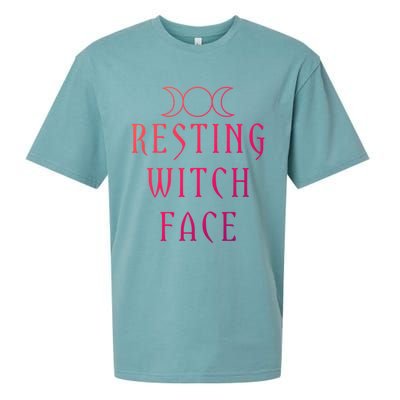 Funny Wiccan Goddess Moon Resting Witch Face Pagan Gift Sueded Cloud Jersey T-Shirt