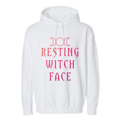 Funny Wiccan Goddess Moon Resting Witch Face Pagan Gift Garment-Dyed Fleece Hoodie