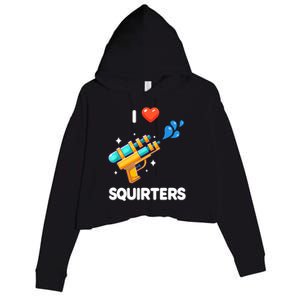 Funny Water Gun I Heart Squirters Funny I Love Squirters Crop Fleece Hoodie