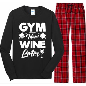 Funny Workout Gym Now Wine Later Gym Great Gift Long Sleeve Pajama Set