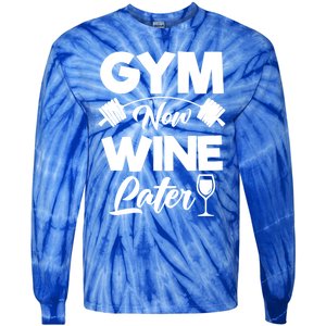 Funny Workout Gym Now Wine Later Gym Great Gift Tie-Dye Long Sleeve Shirt