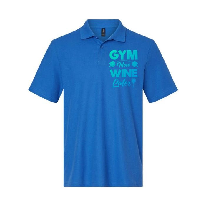 Funny Workout Gym Now Wine Later Gym Great Gift Softstyle Adult Sport Polo