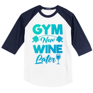 Funny Workout Gym Now Wine Later Gym Great Gift Baseball Sleeve Shirt