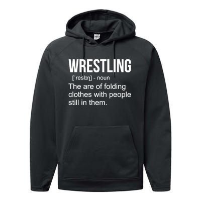 Funny Wrestling Gift For Men Boys Wrestling Definition Gift Performance Fleece Hoodie