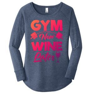 Funny Workout Gym Now Wine Later Gym Great Gift Women's Perfect Tri Tunic Long Sleeve Shirt