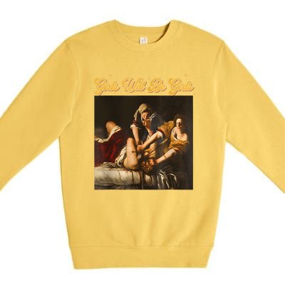 Feminism Women Girl Will Be Girl Judith Holofernes Funny Premium Crewneck Sweatshirt