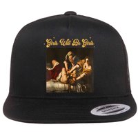 Feminism Women Girl Will Be Girl Judith Holofernes Funny Flat Bill Trucker Hat