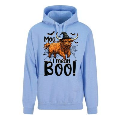 Funny Witch Highland Cow Halloween Costume Moo I Mean Boo Sweat Unisex Surf Hoodie