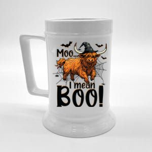 Funny Witch Highland Cow Halloween Costume Moo I Mean Boo Sweat Beer Stein