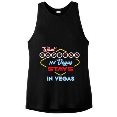 Funny What Happens In Vegas Stays In Vegas Gift Ladies PosiCharge Tri-Blend Wicking Tank