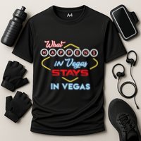 Funny What Happens In Vegas Stays In Vegas Gift Cooling Performance Crew T-Shirt
