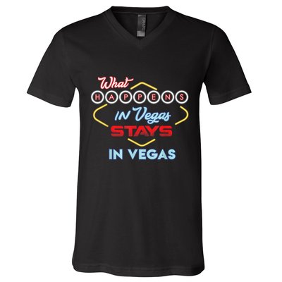 Funny What Happens In Vegas Stays In Vegas Gift V-Neck T-Shirt