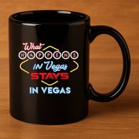 Funny What Happens In Vegas Stays In Vegas Gift 11oz C Handle Ceramic Mug