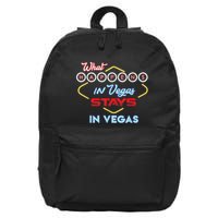 Funny What Happens In Vegas Stays In Vegas Gift 16 in Basic Backpack