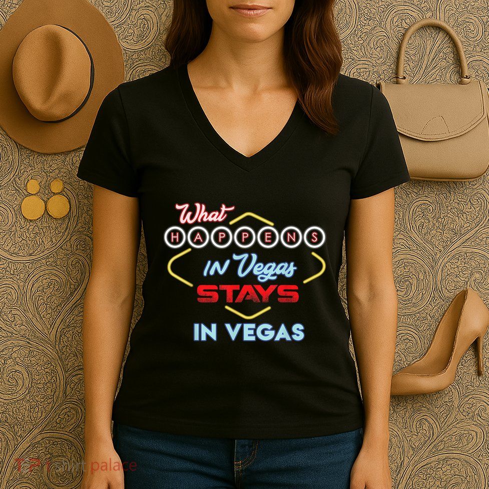 Funny What Happens In Vegas Stays In Vegas Gift Women's V-Neck T-Shirt