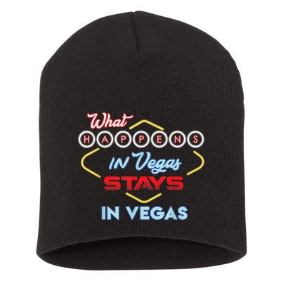 Funny What Happens In Vegas Stays In Vegas Gift Short Acrylic Beanie