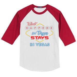 Funny What Happens In Vegas Stays In Vegas Gift Kids Colorblock Raglan Jersey