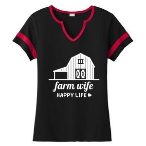 Farm Wife Happy Life Barn For Farmers And Farm Gift Ladies Halftime Notch Neck Tee