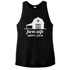 Farm Wife Happy Life Barn For Farmers And Farm Gift Ladies PosiCharge Tri-Blend Wicking Tank