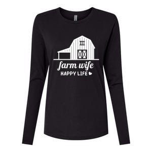 Farm Wife Happy Life Barn For Farmers And Farm Gift Womens Cotton Relaxed Long Sleeve T-Shirt