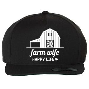 Farm Wife Happy Life Barn For Farmers And Farm Gift Wool Snapback Cap