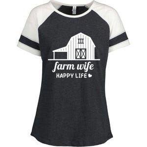 Farm Wife Happy Life Barn For Farmers And Farm Gift Enza Ladies Jersey Colorblock Tee