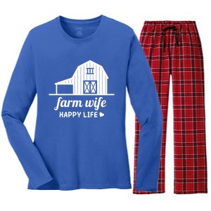 Farm Wife Happy Life Barn For Farmers And Farm Gift Women's Long Sleeve Flannel Pajama Set 