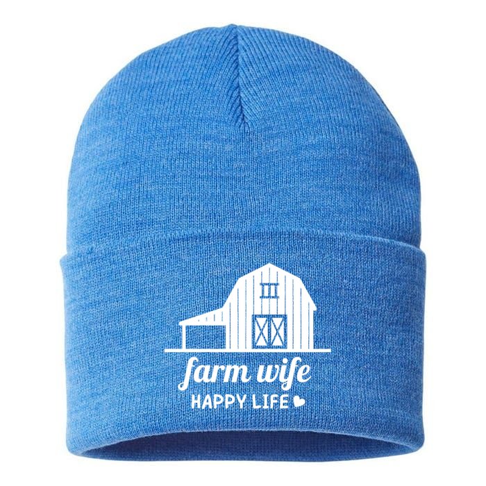 Farm Wife Happy Life Barn For Farmers And Farm Gift Sustainable Knit Beanie