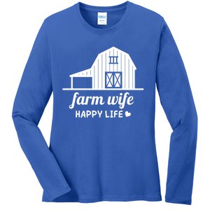 Farm Wife Happy Life Barn For Farmers And Farm Gift Ladies Long Sleeve Shirt