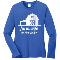 Farm Wife Happy Life Barn For Farmers And Farm Gift Ladies Long Sleeve Shirt