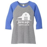 Farm Wife Happy Life Barn For Farmers And Farm Gift Women's Tri-Blend 3/4-Sleeve Raglan Shirt