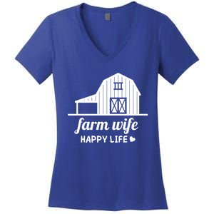 Farm Wife Happy Life Barn For Farmers And Farm Gift Women's V-Neck T-Shirt