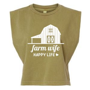 Farm Wife Happy Life Barn For Farmers And Farm Gift Garment-Dyed Women's Muscle Tee