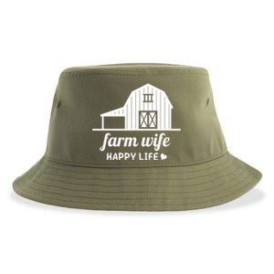 Farm Wife Happy Life Barn For Farmers And Farm Gift Sustainable Bucket Hat