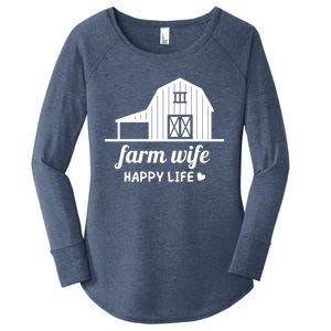 Farm Wife Happy Life Barn For Farmers And Farm Gift Women's Perfect Tri Tunic Long Sleeve Shirt