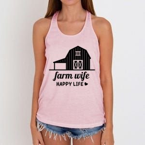 Farm Wife Happy Life Barn For Farmers And Farm Gift Women's Knotted Racerback Tank