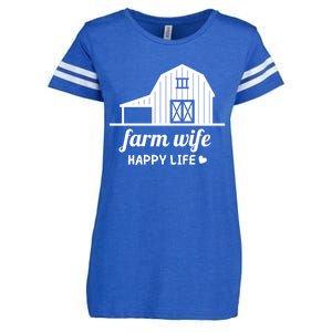 Farm Wife Happy Life Barn For Farmers And Farm Gift Enza Ladies Jersey Football T-Shirt