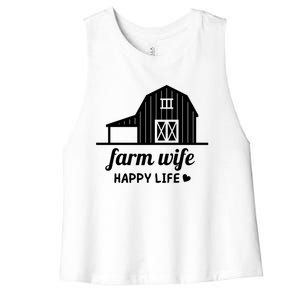 Farm Wife Happy Life Barn For Farmers And Farm Gift Women's Racerback Cropped Tank