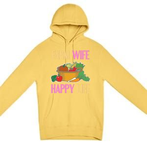 Farm Wife Happy Life Cool Awesome Retro Meaningful Gift Present Gift Cute Gift Premium Pullover Hoodie