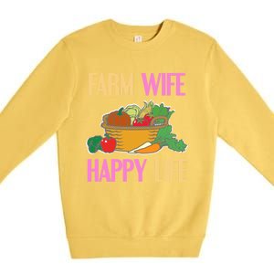 Farm Wife Happy Life Cool Awesome Retro Meaningful Gift Present Gift Cute Gift Premium Crewneck Sweatshirt